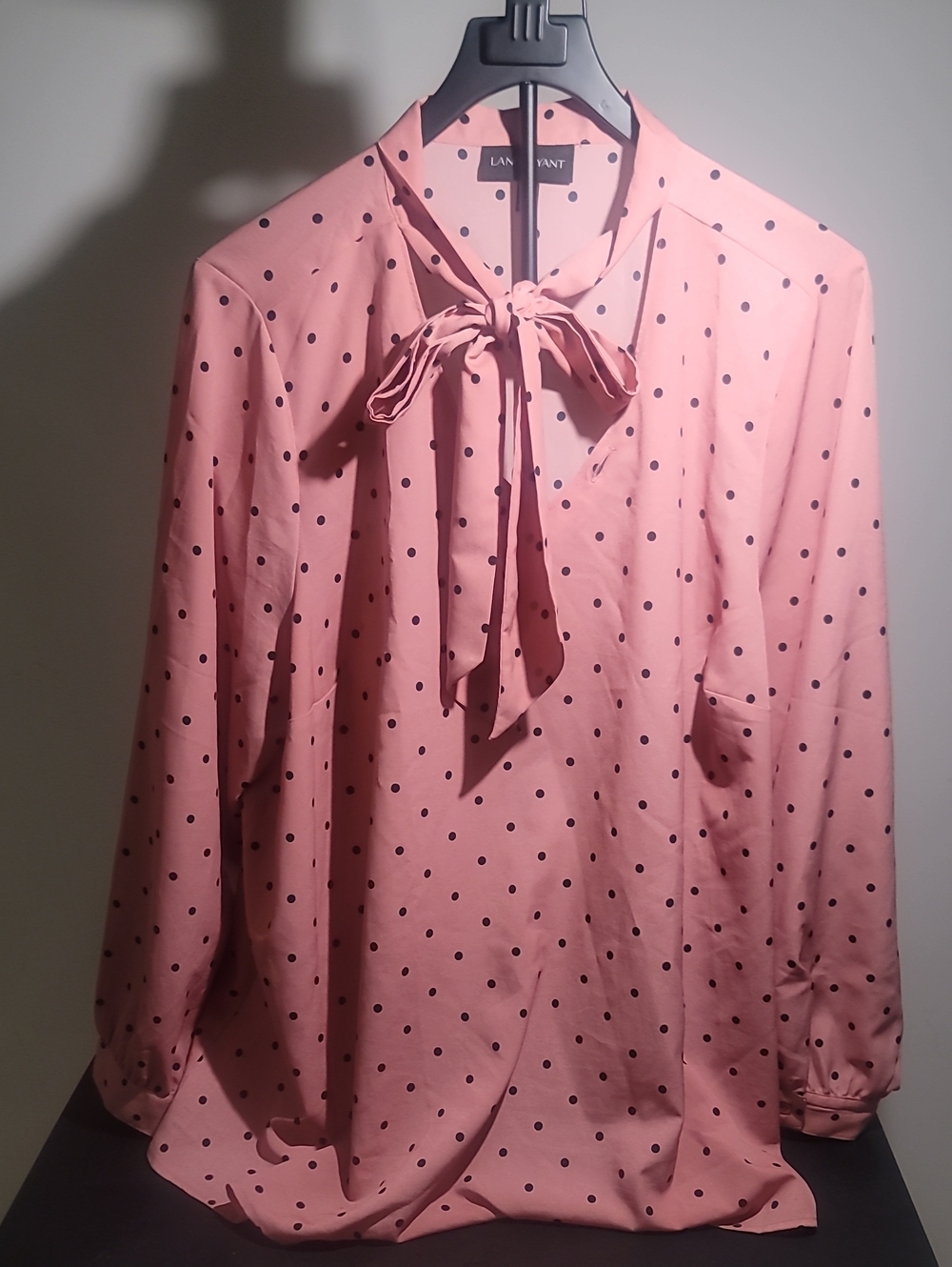 Lanvin Pink Polka Dot Tie-Neck Blouse